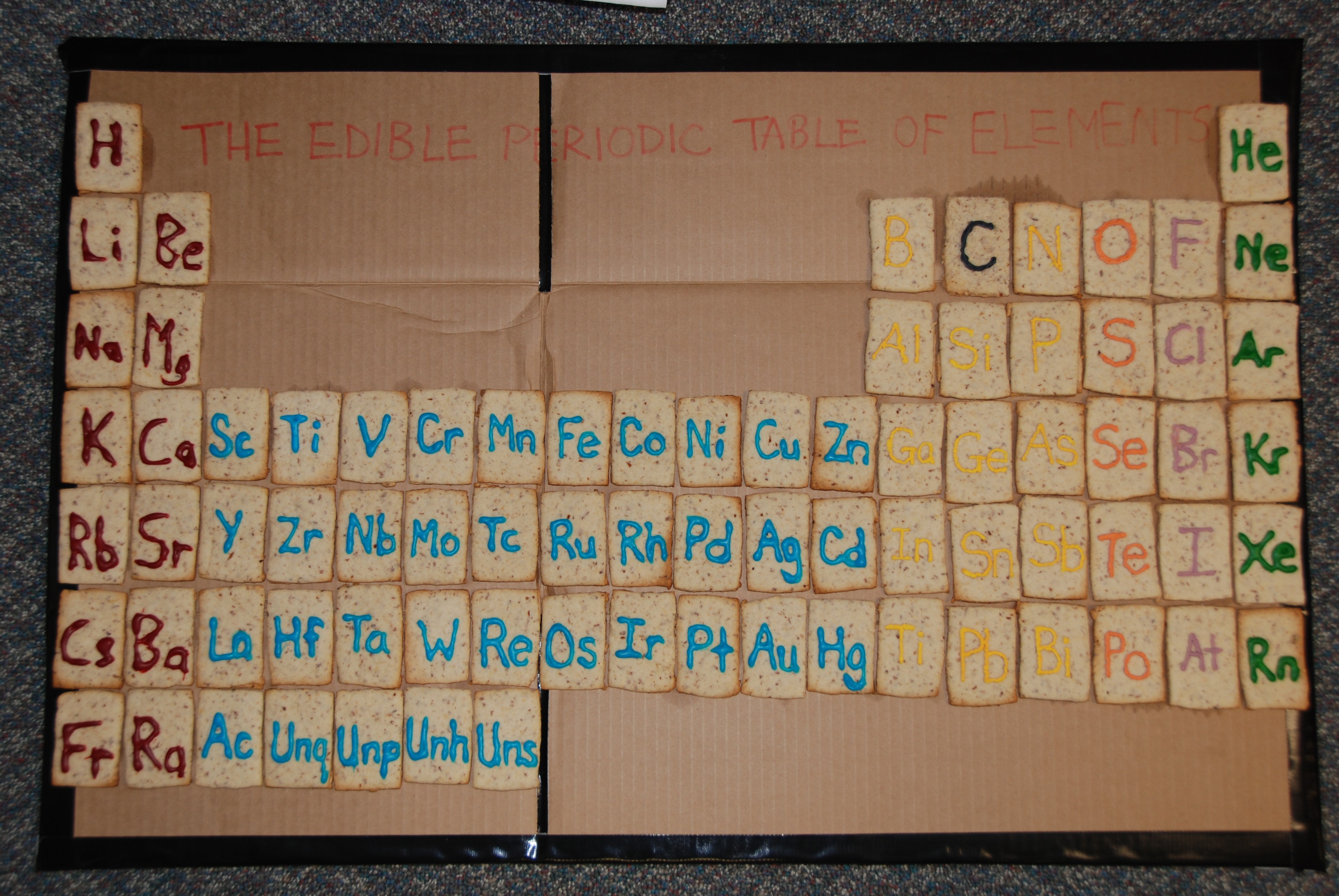 Periodic Table of elements made with rice crispy treats