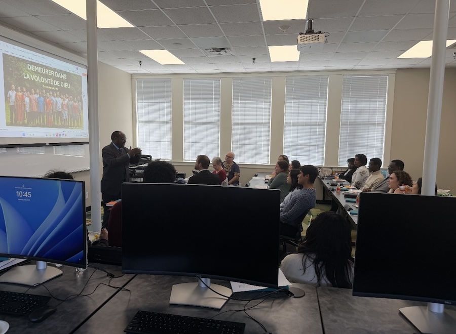 Listening to the good speaker.