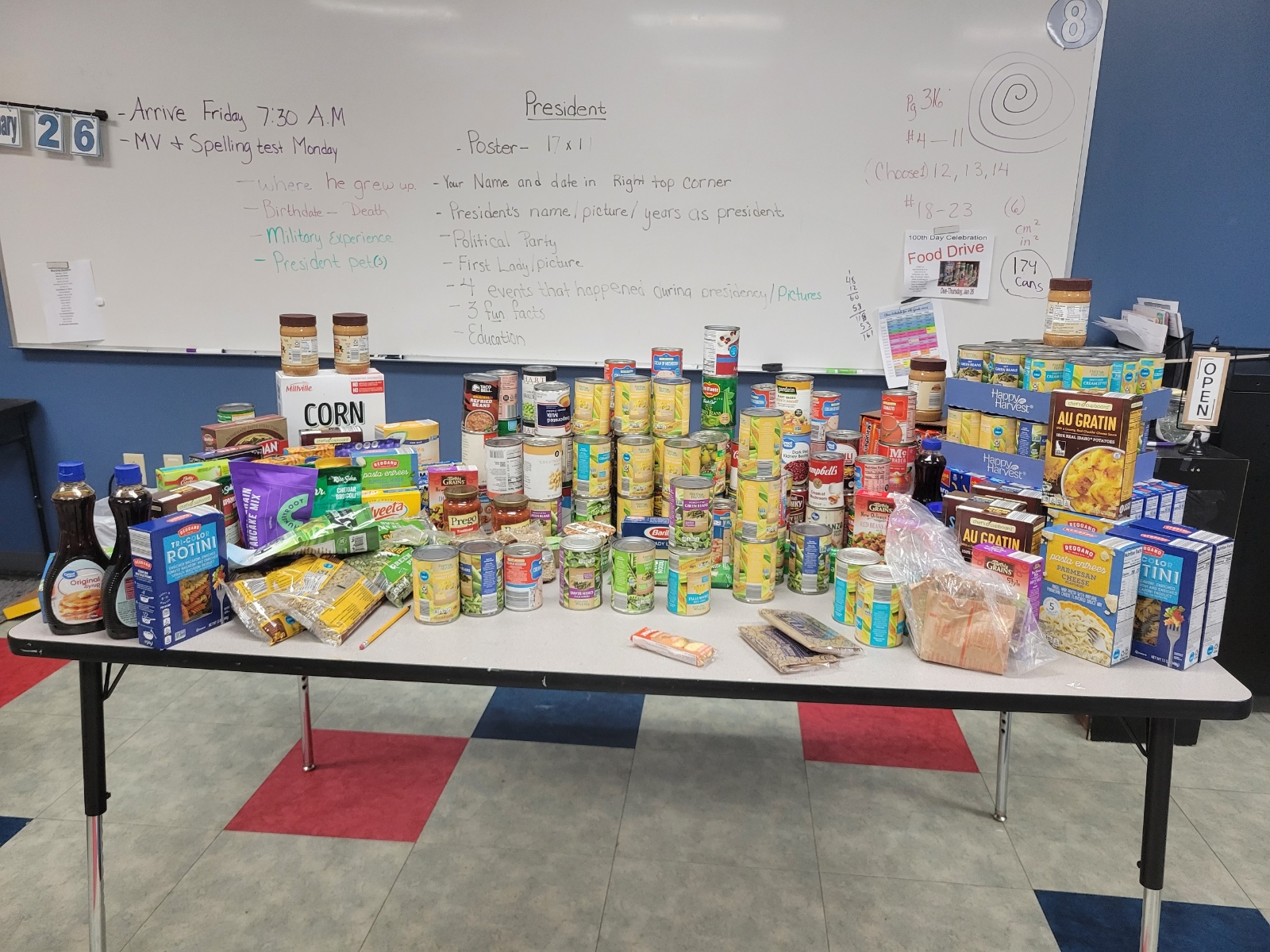 Food collected at a food drive for Feed My Sheep
