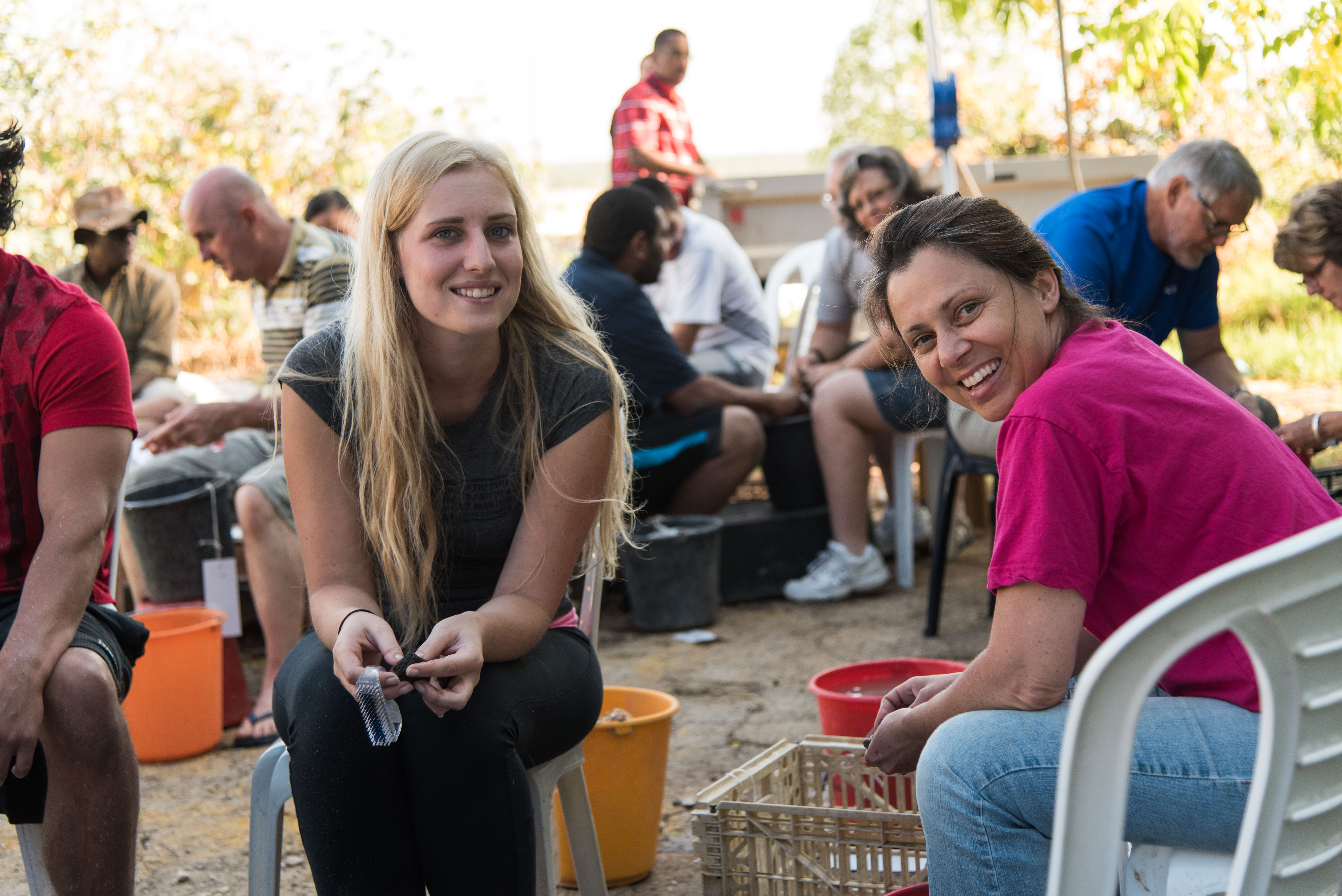 two people smiling