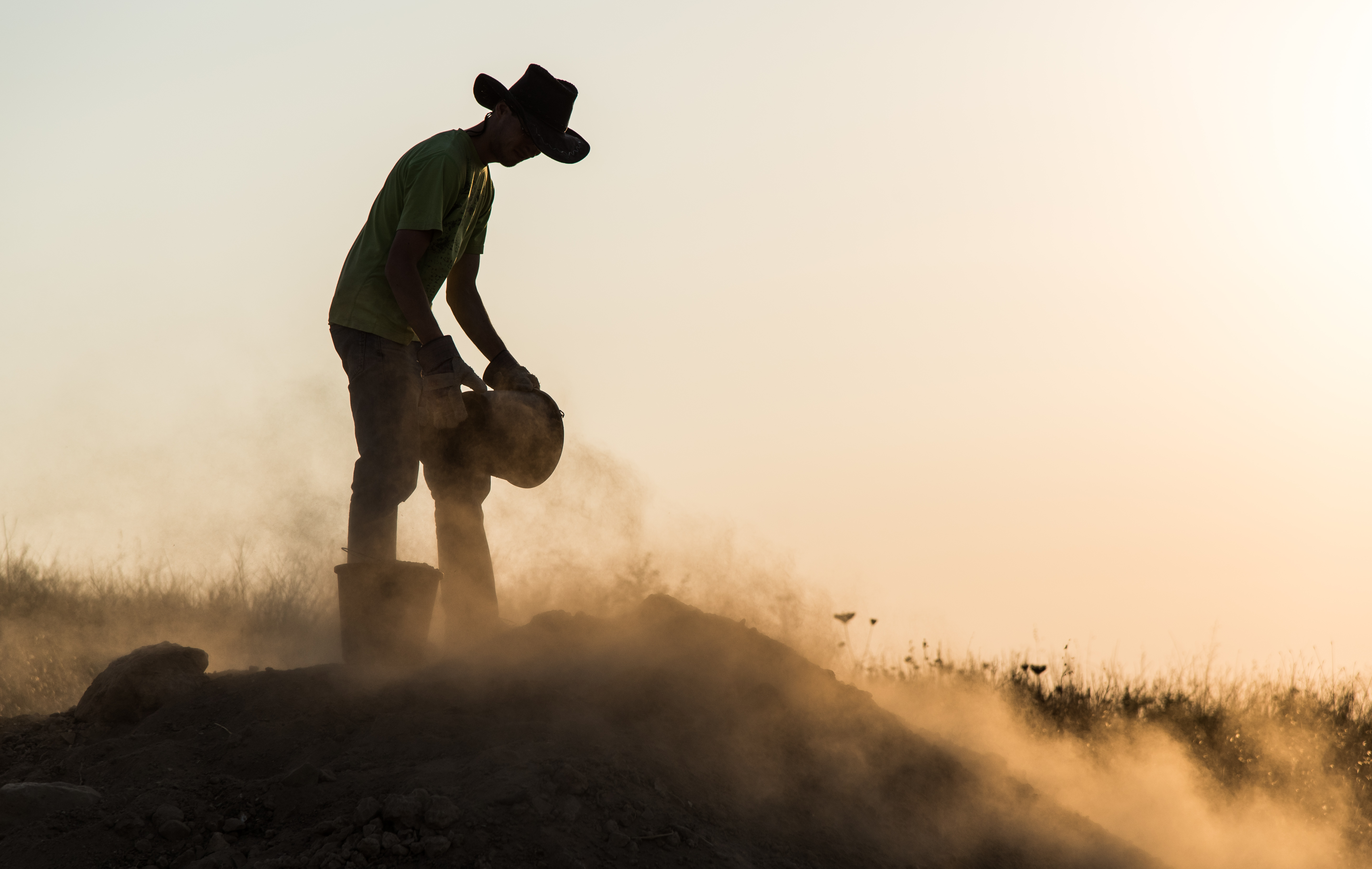 someone standing in dirt