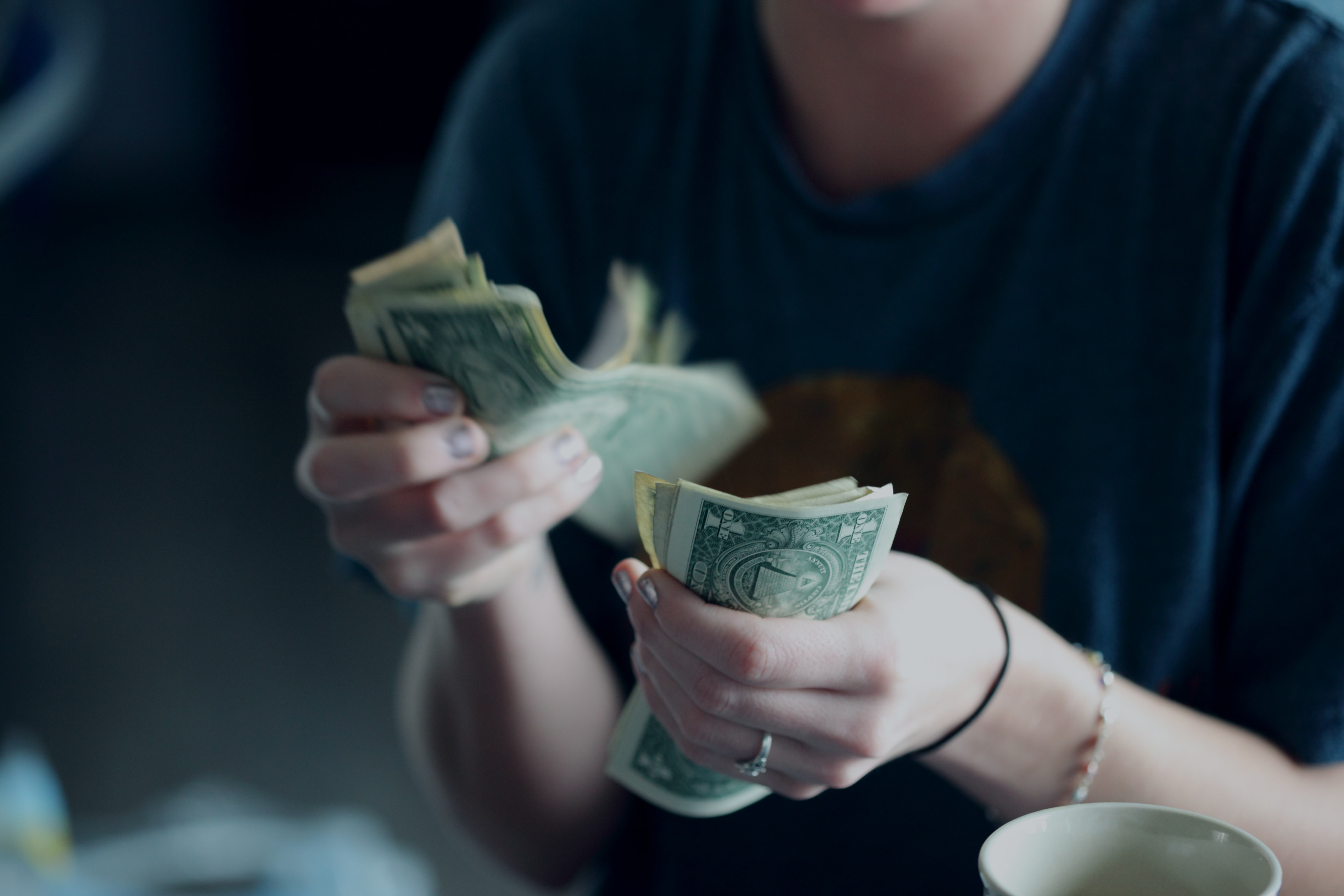 Person counting cash