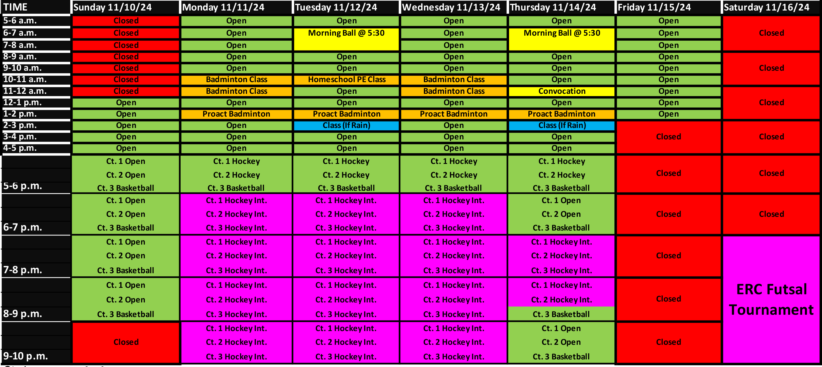 Gym Schedule