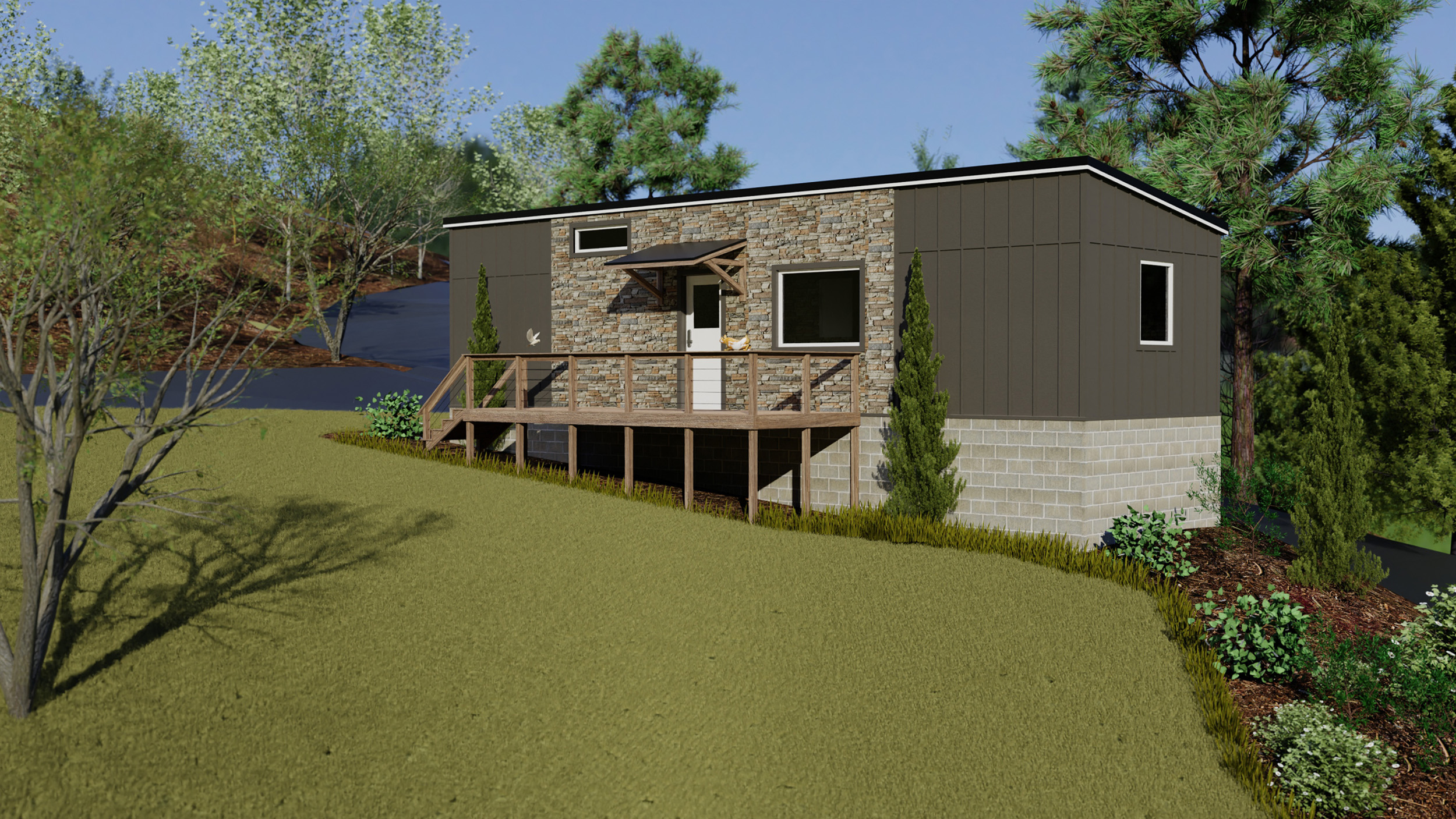 An exterior rendering of what the new Southern Mountain Cottages will look like